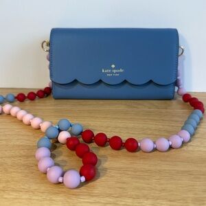 Kate Spade Blue Bag with Multicolor Beaded Strap